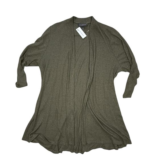 Lane Bryant Dark Olive Green Ribbed Cardigan 22/24 NWT40 - Picture 3 of 3